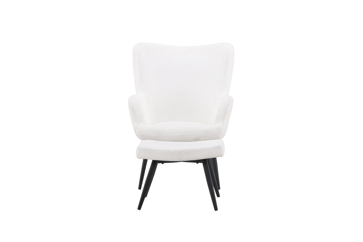 Sessel Tavi Weiß mit Fußhocker in Farbe von kommodly