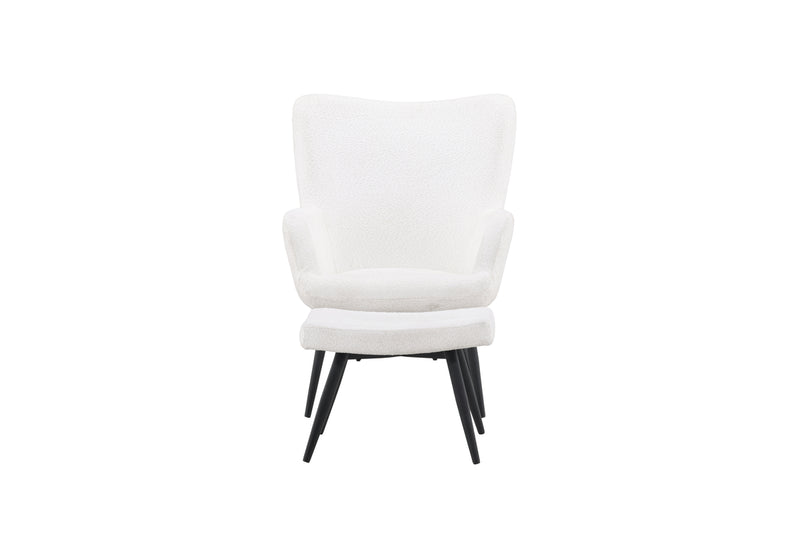 Sessel Tavi Weiß mit Fußhocker in Farbe von kommodly