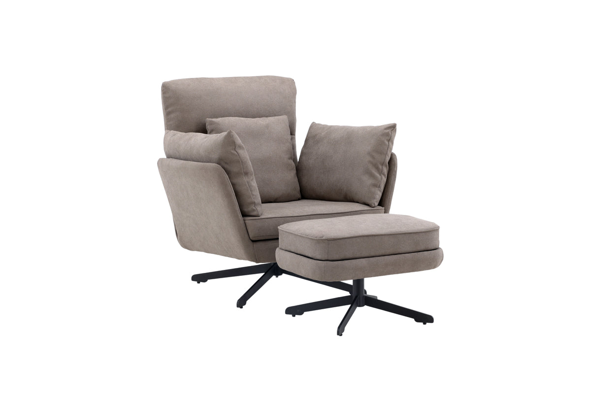 Sessel Roka Grau mit Fußhocker in Farbe von kommodly