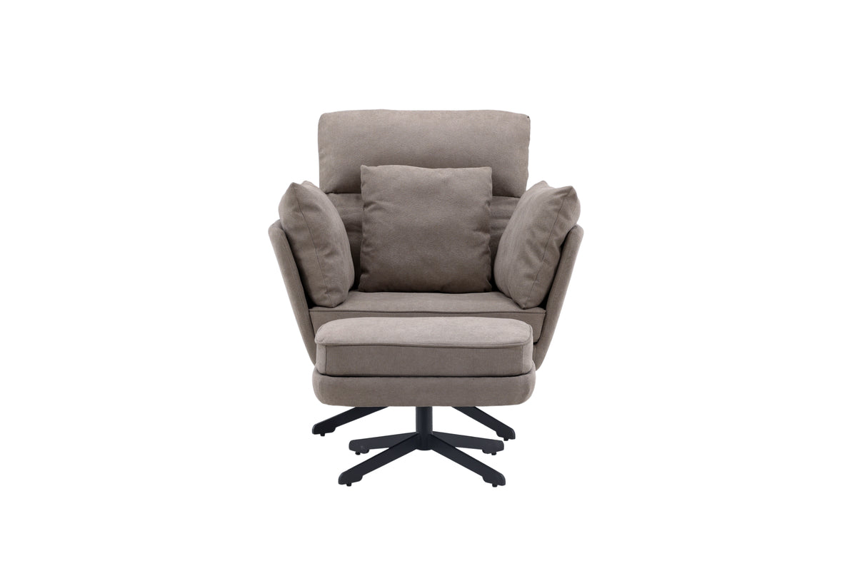 Sessel Roka Grau mit Fußhocker in Farbe von kommodly