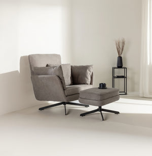 Sessel Roka Grau mit Fußhocker in Farbe von kommodly