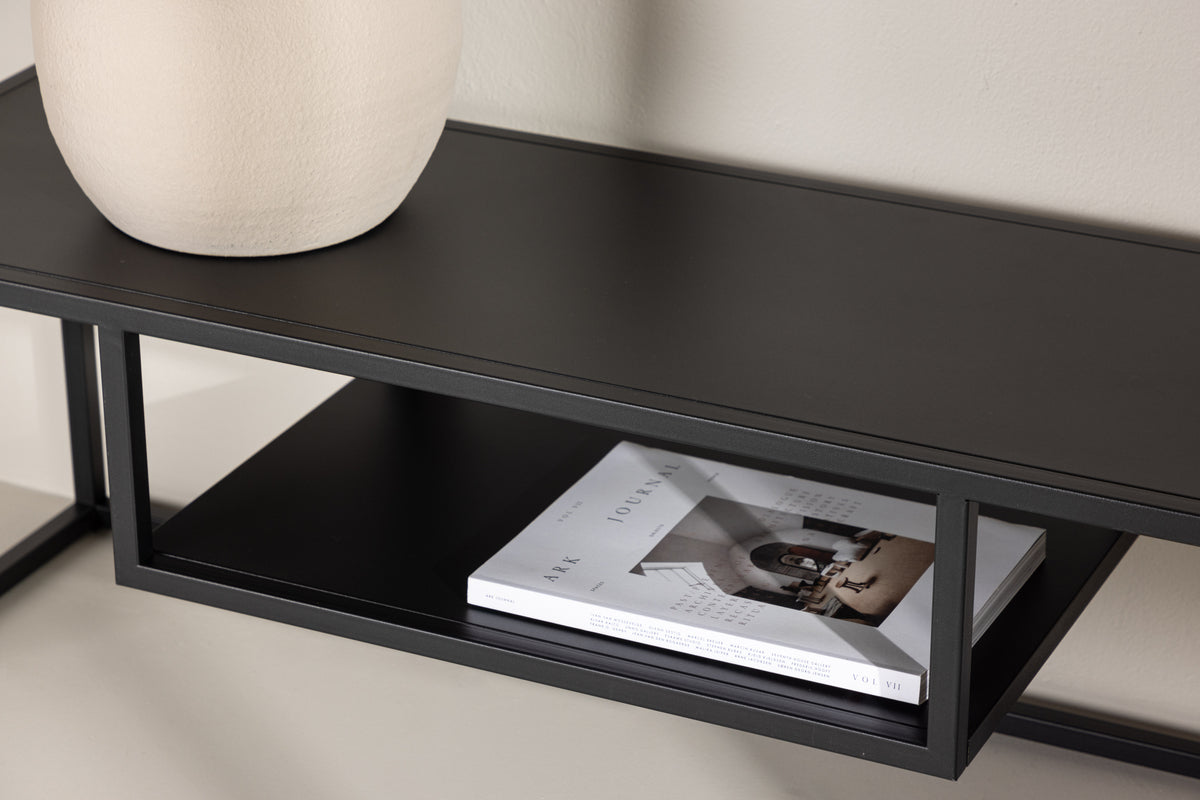 TV-Lowboard Faxe Schwarz aus Stahl in Farbe von kommodly