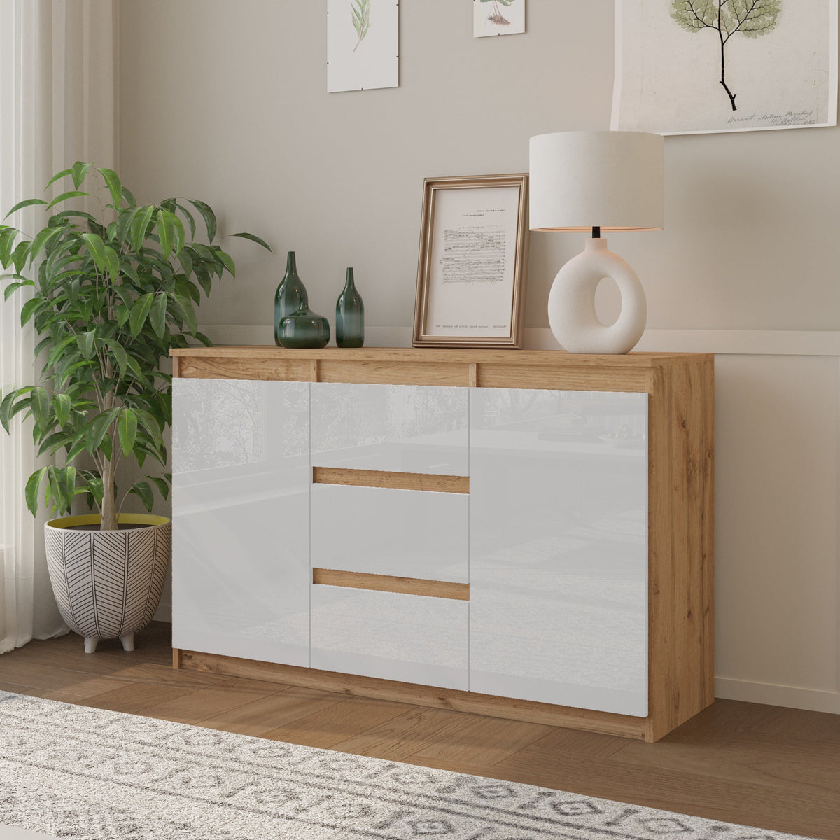 Mikel Sideboard 120 cm / 3 Schubladen in Farbe von kommodly