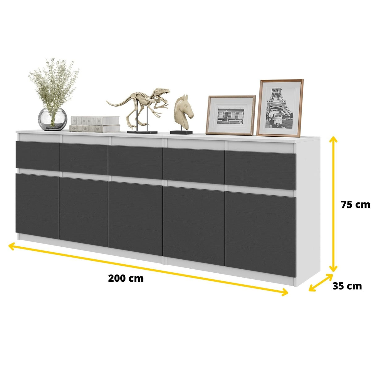 Noah Kommoden-Set 200 cm, 2-teilig in Farbe von kommodly