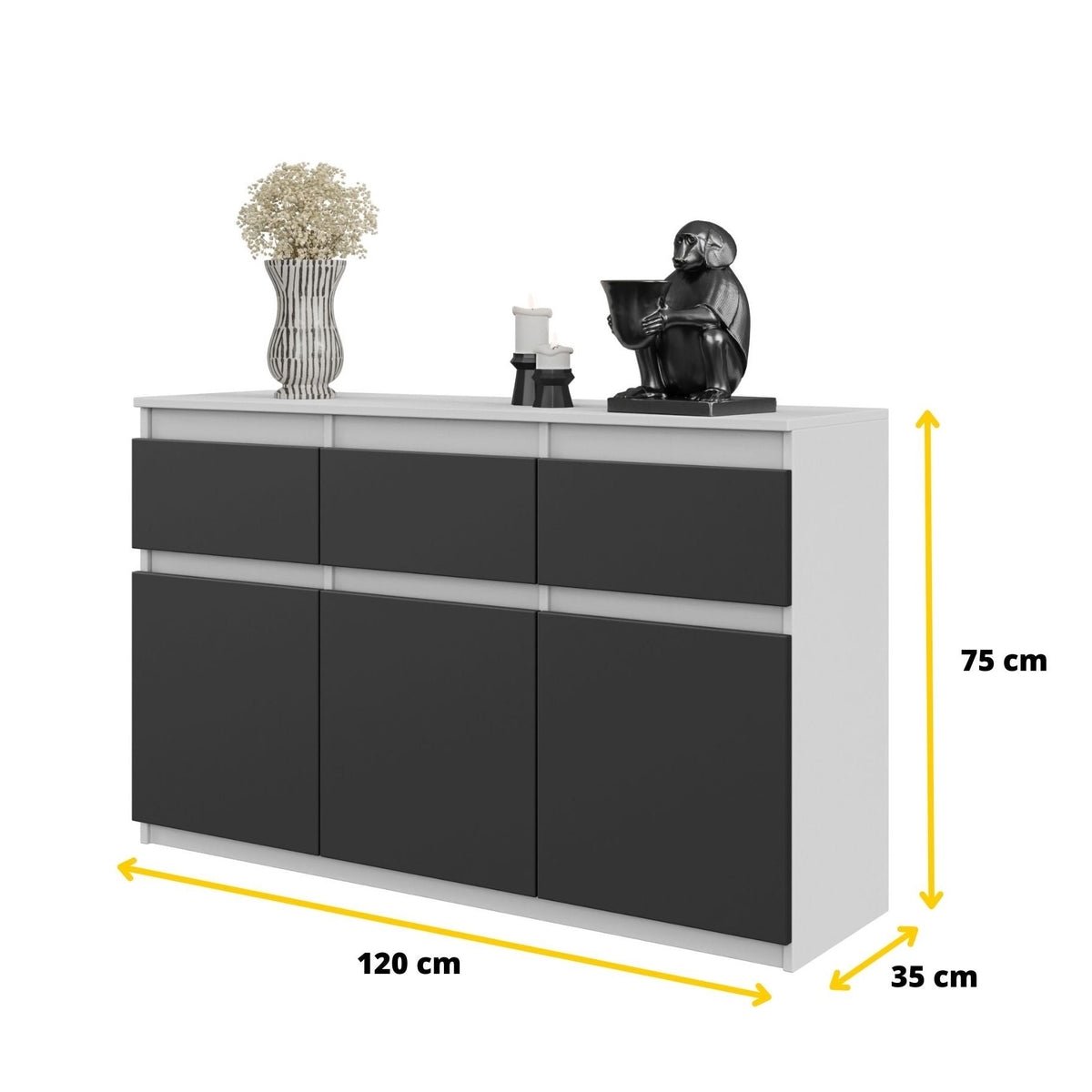 Noah Sideboard 120 cm / 3 Schubladen in Farbe von kommodly