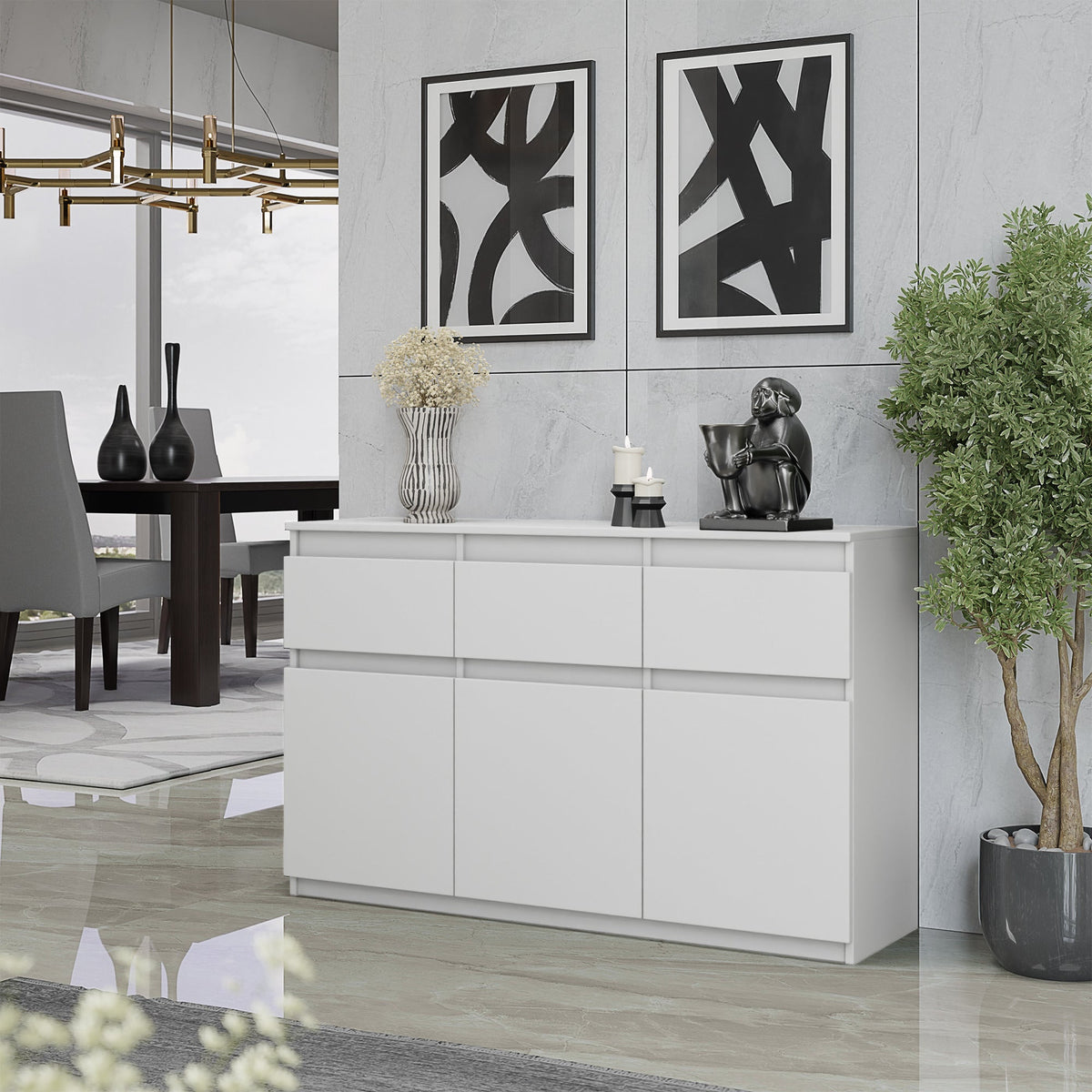 Noah Sideboard 120 cm / 3 Schubladen in Farbe von kommodly