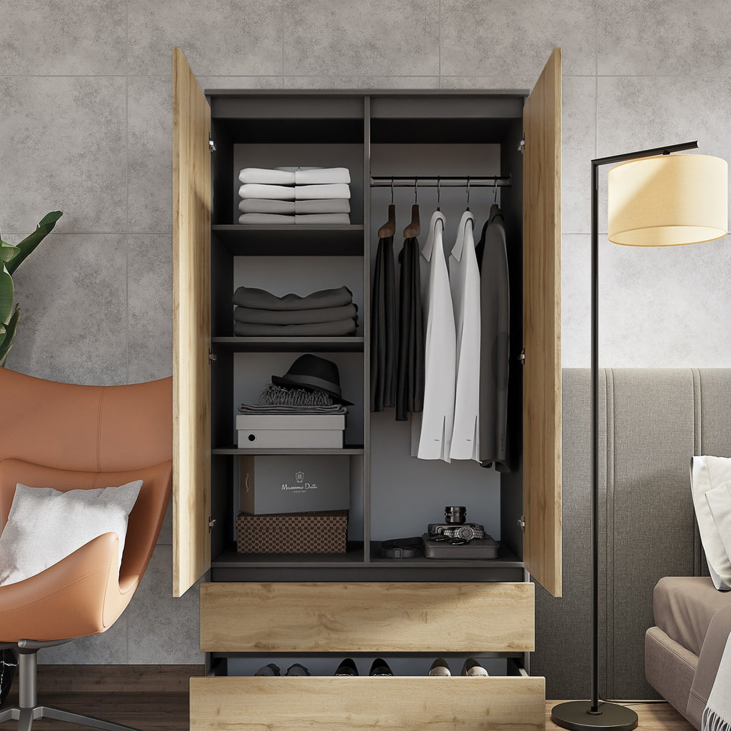 Joelle Kleiderschrank 90 cm / 2 Türen in Farbe von kommodly