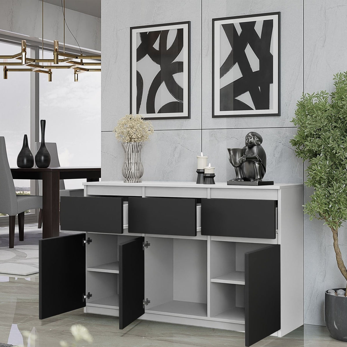 Noah Sideboard 120 cm / 3 Schubladen in Farbe von kommodly
