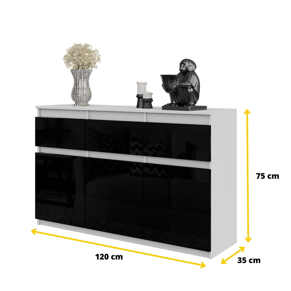 Noah Sideboard 120 cm / 3 Schubladen in Farbe von kommodly