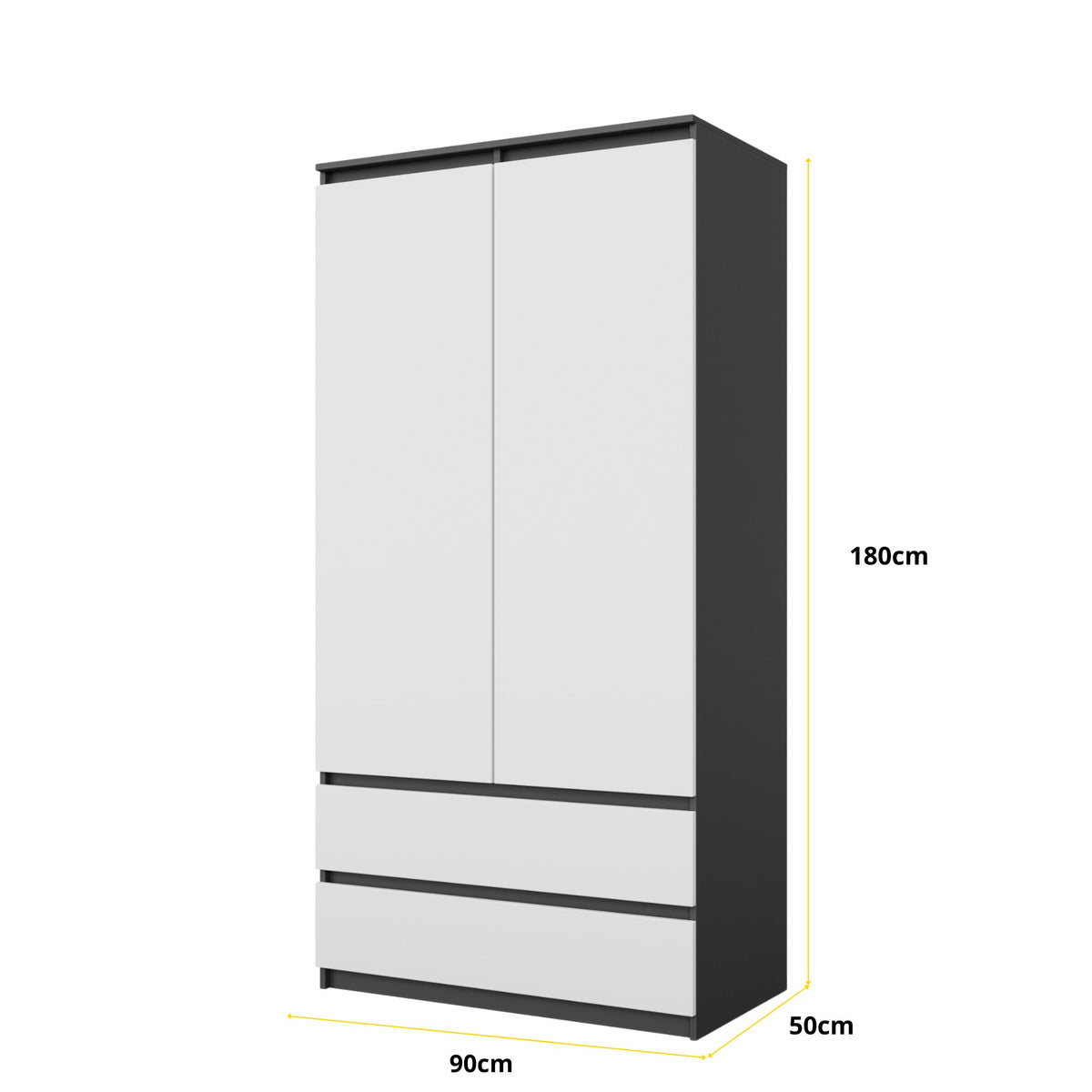 Joelle Kleiderschrank 90 cm / 2 Türen in Farbe von kommodly