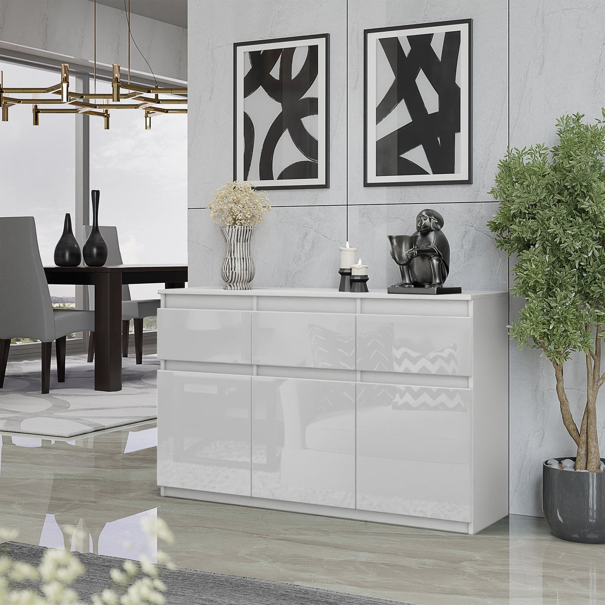 Noah Sideboard 120 cm / 3 Schubladen in Farbe von kommodly