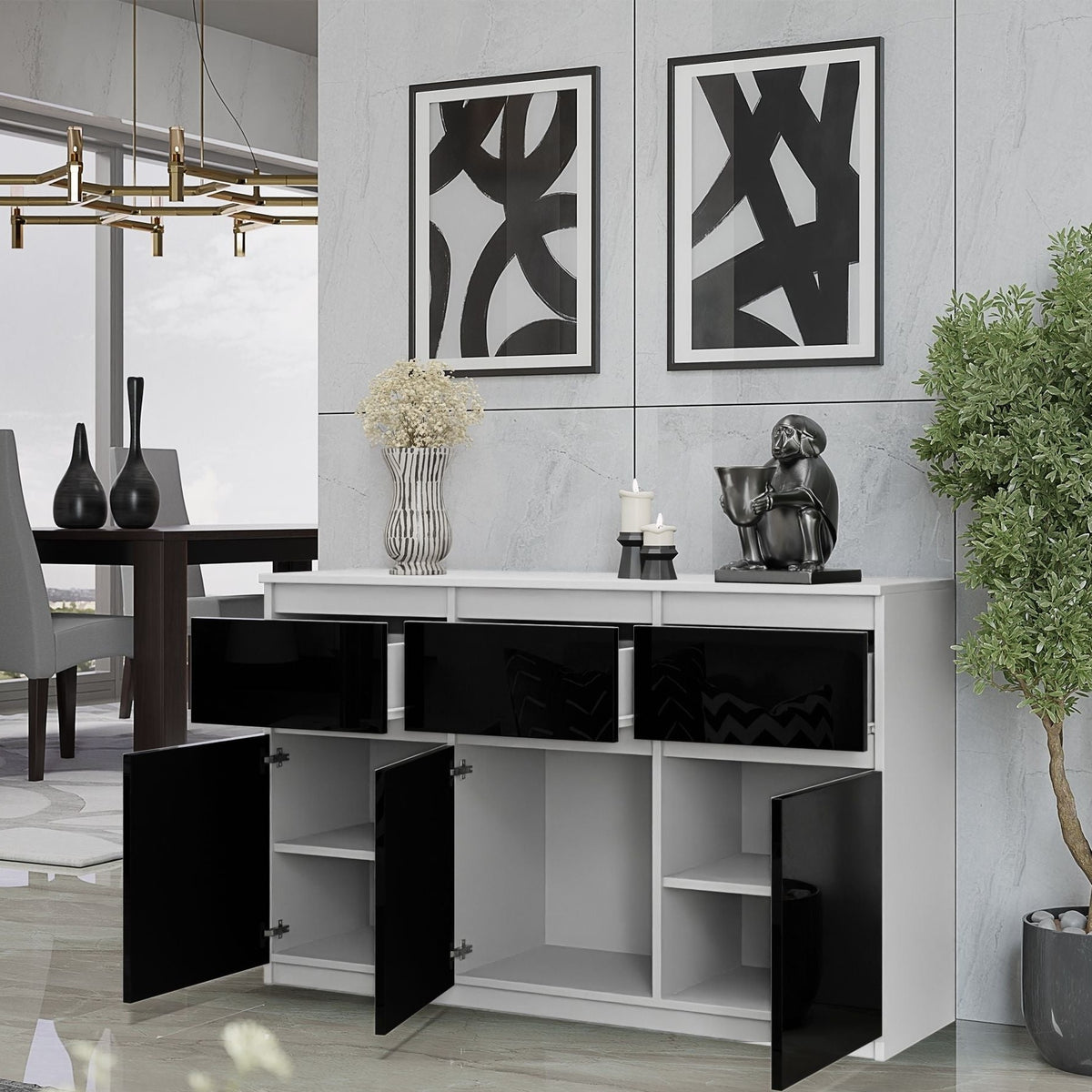 Noah Sideboard 120 cm / 3 Schubladen in Farbe von kommodly