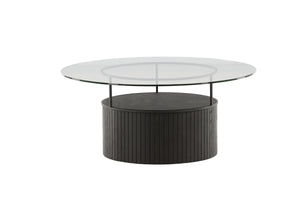 Sofatisch Jovi Schwarz - Rund, Glasplatte, Minimalistisches Design in Farbe von kommodly