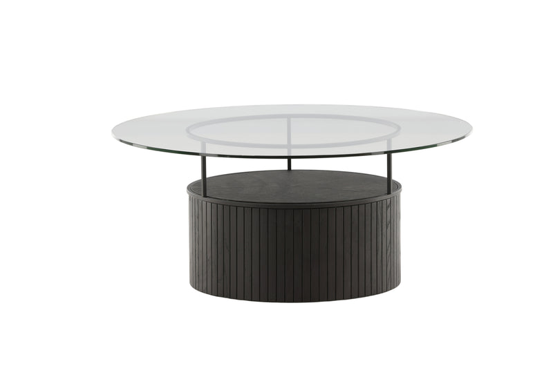 Sofatisch Jovi Schwarz - Rund, Glasplatte, Minimalistisches Design in Farbe von kommodly