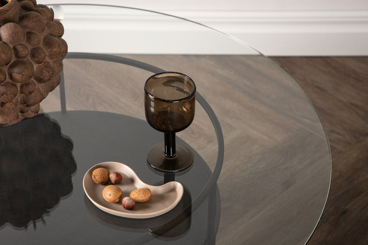Sofatisch Jovi Schwarz - Rund, Glasplatte, Minimalistisches Design in Farbe von kommodly