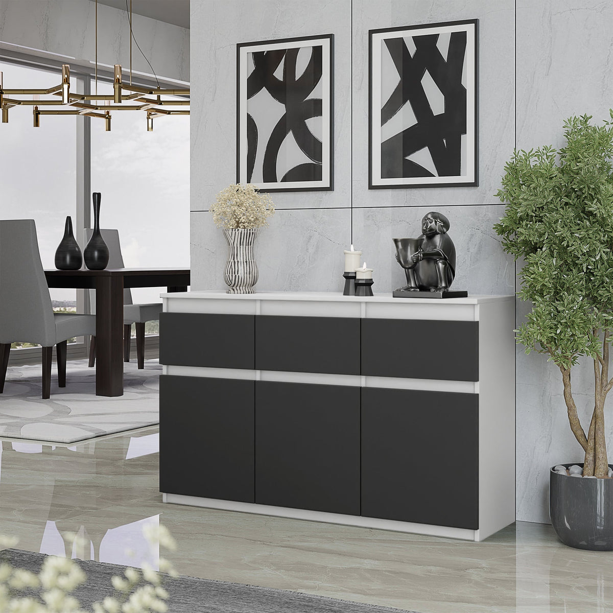 Noah Sideboard 120 cm / 3 Schubladen in Farbe von kommodly