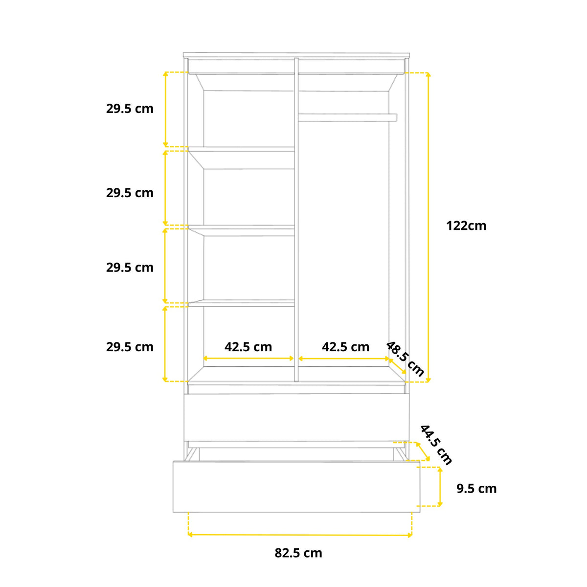 Joelle Kleiderschrank 90 cm / 2 Türen in Farbe von kommodly