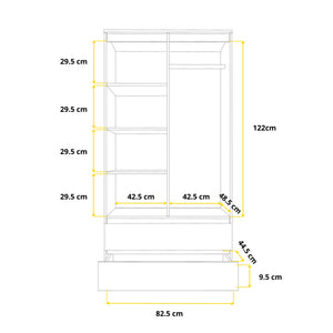 Joelle Kleiderschrank 90 cm / 2 Türen in Farbe von kommodly