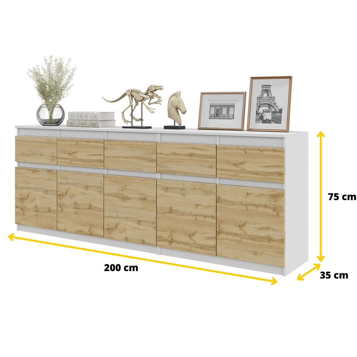 Noah Kommoden-Set 200 cm, 2-teilig in Farbe von kommodly