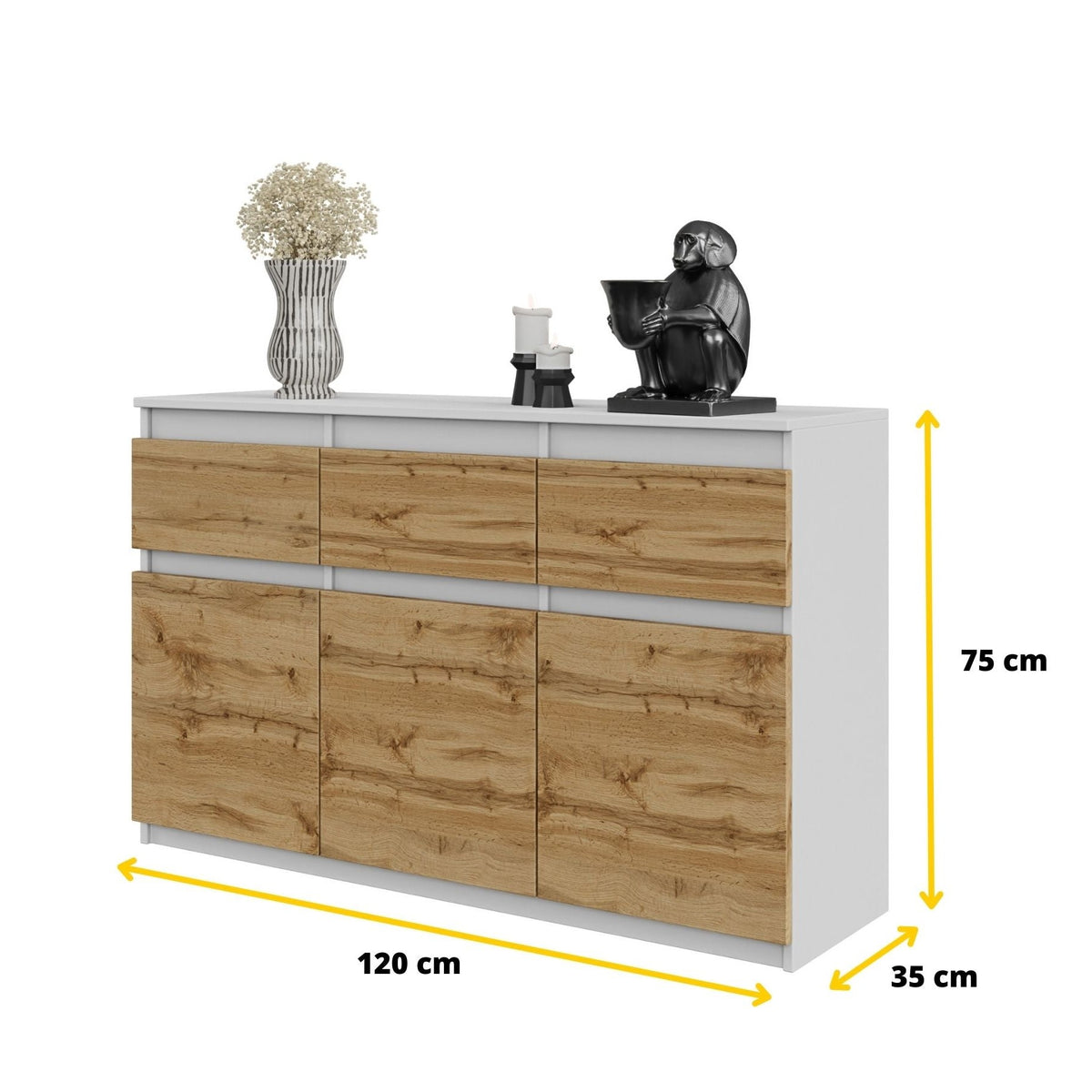 Noah Sideboard 120 cm / 3 Schubladen in Farbe von kommodly