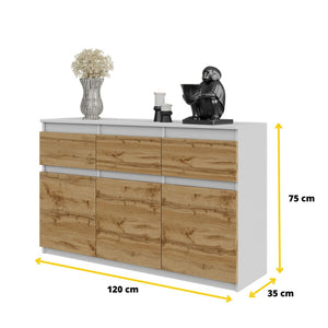Noah Sideboard 120 cm / 3 Schubladen in Farbe von kommodly