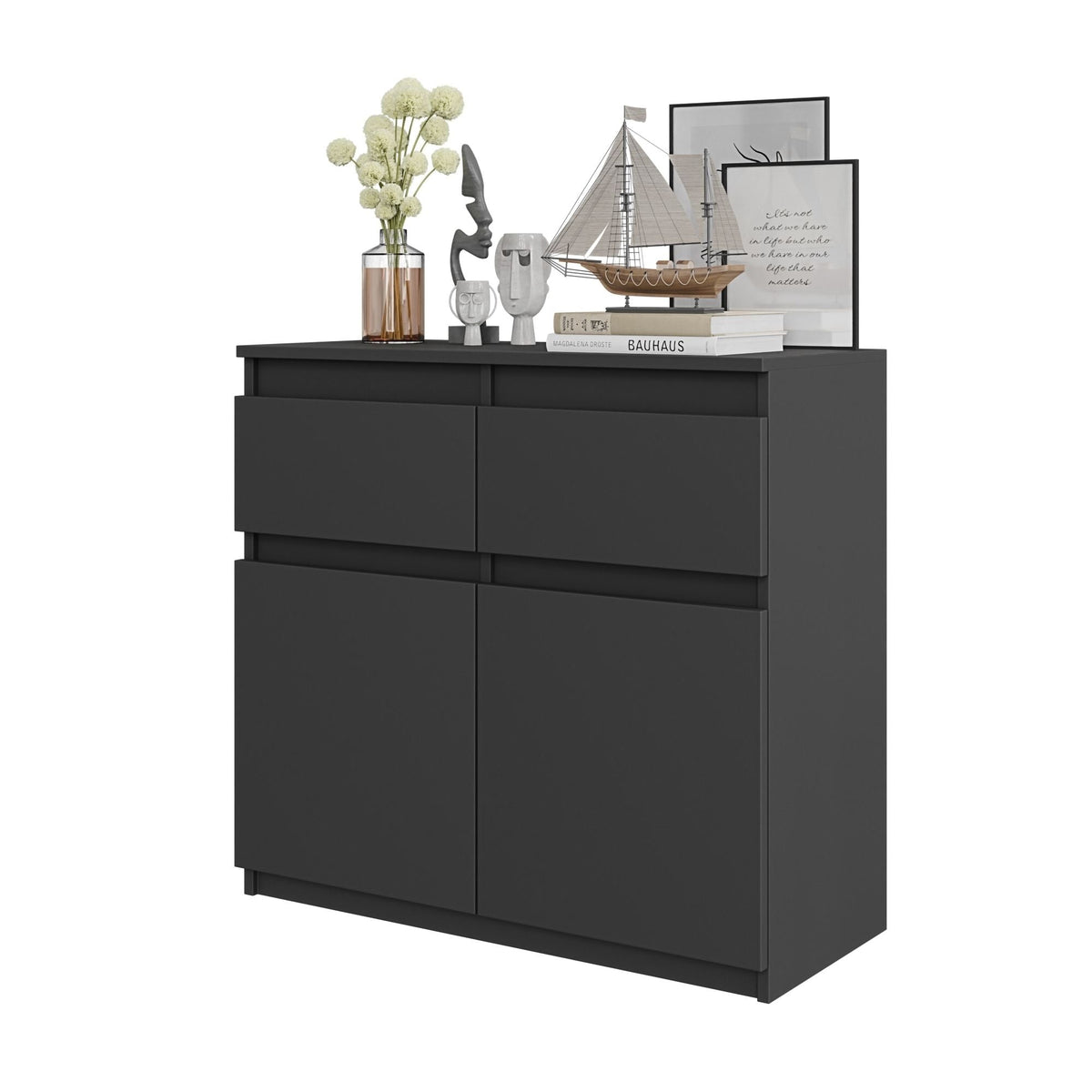 Noah Sideboard 80 cm / 2 Schubladen in Farbe Anthrazit Anthrazit von kommodly
