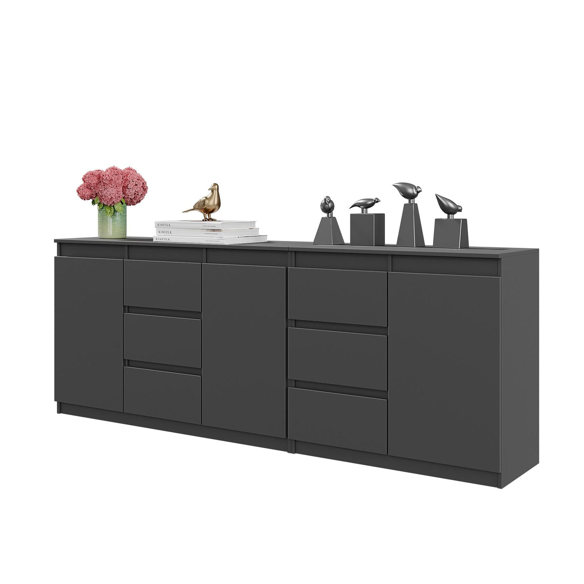 Mikel Kommoden-Set 200 cm, 2-teilig in Farbe Anthrazit Anthrazit von kommodly