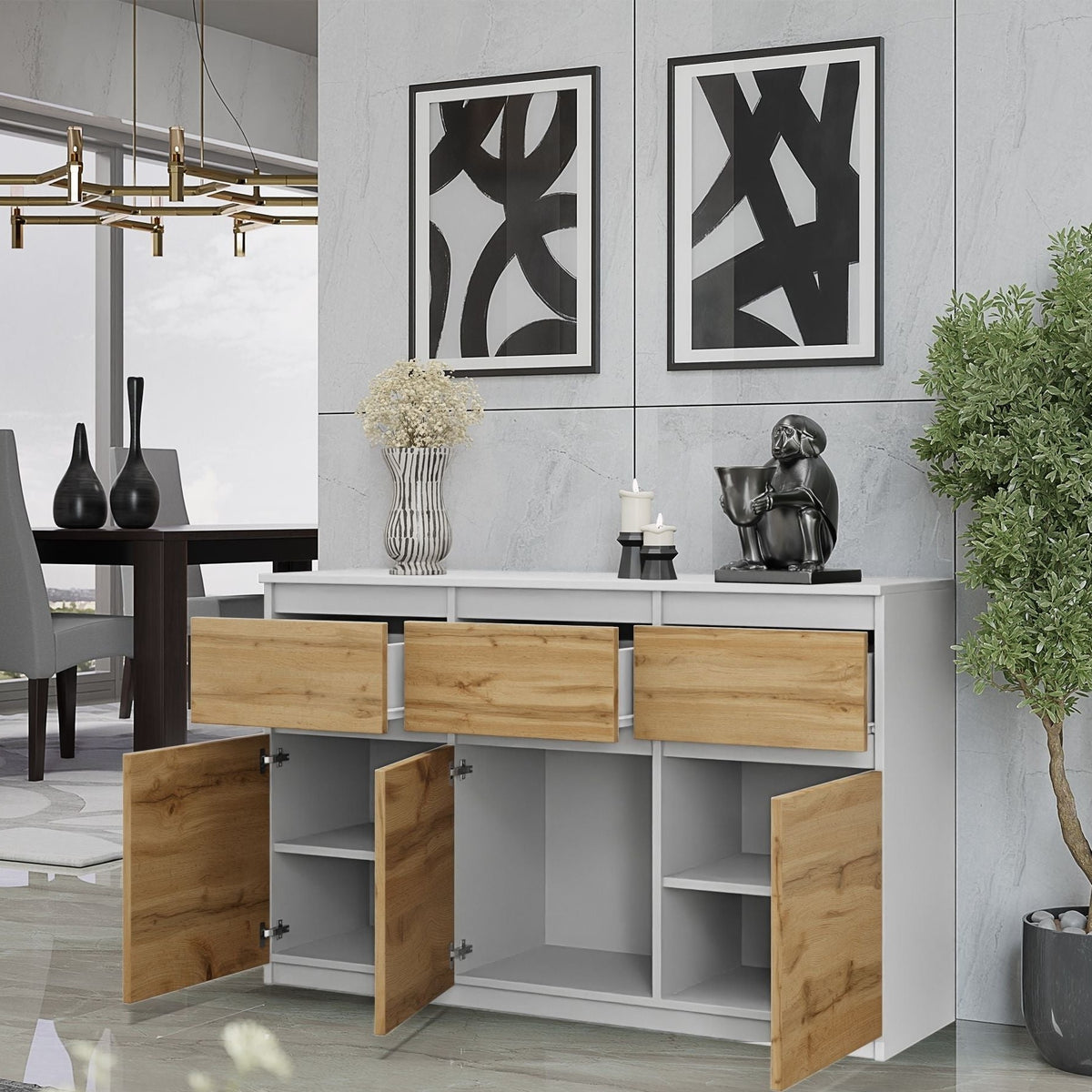 Noah Sideboard 120 cm / 3 Schubladen in Farbe von kommodly