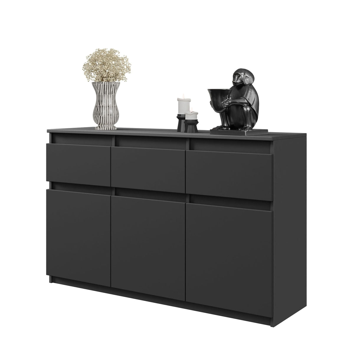Noah Sideboard 120 cm / 3 Schubladen in Farbe Anthrazit Anthrazit von kommodly