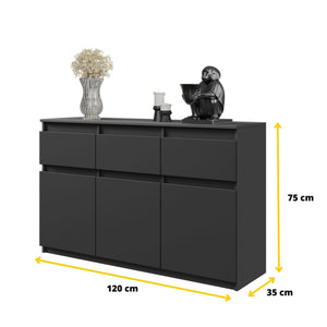 Noah Sideboard 120 cm / 3 Schubladen in Farbe von kommodly