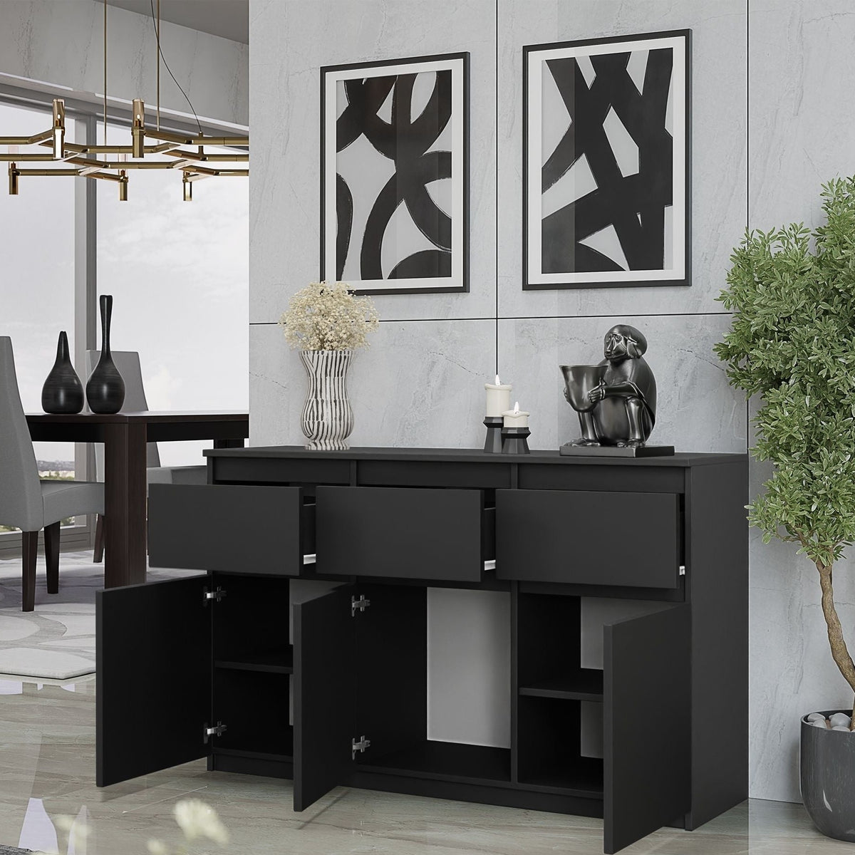 Noah Sideboard 120 cm / 3 Schubladen in Farbe von kommodly