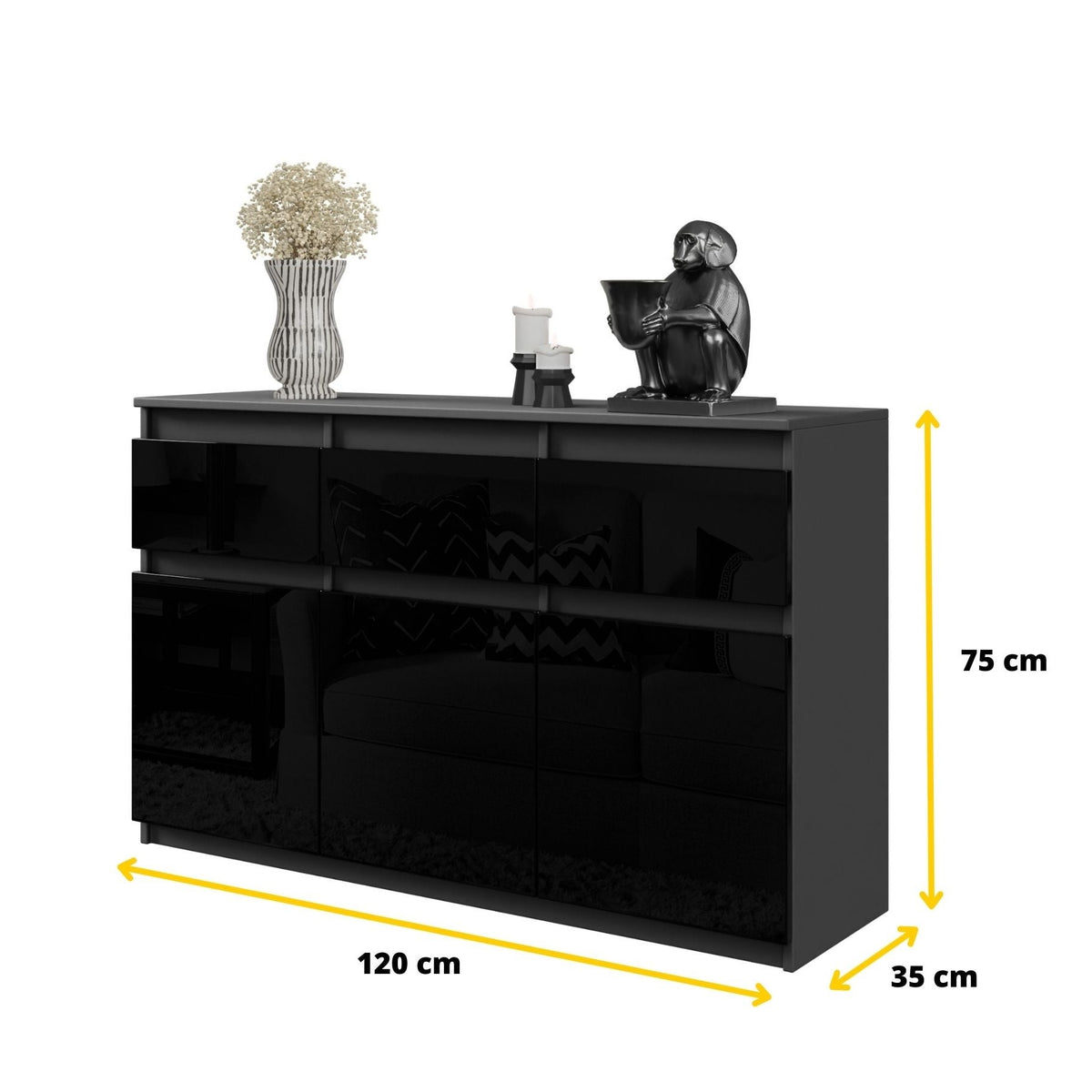 Noah Sideboard 120 cm / 3 Schubladen in Farbe von kommodly