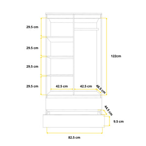 Joelle Kleiderschrank 90 cm / 2 Türen in Farbe von kommodly