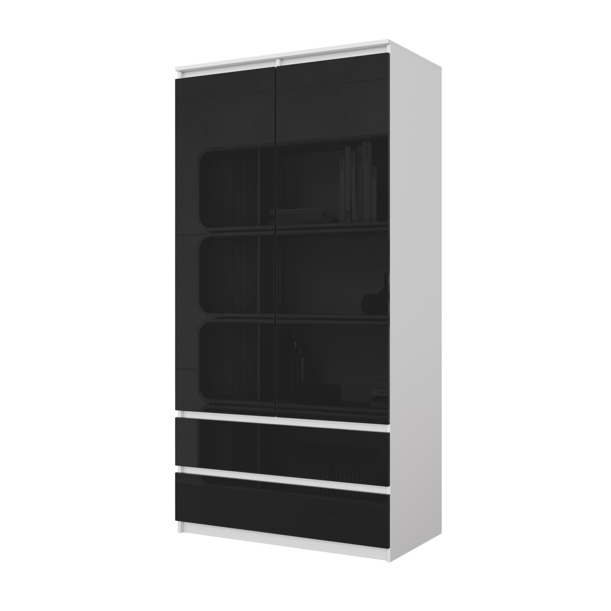 Joelle Kleiderschrank 90 cm / 2 Türen in Farbe Weiß Matt Schwarz Hochglanz von kommodly
