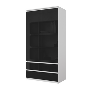 Joelle Kleiderschrank 90 cm / 2 Türen in Farbe Weiß Matt Schwarz Hochglanz von kommodly