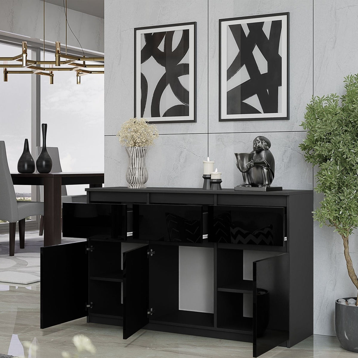 Noah Sideboard 120 cm / 3 Schubladen in Farbe von kommodly