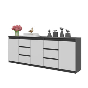 Mikel Kommoden-Set 200 cm, 2-teilig in Farbe Anthrazit Weiß Matt von kommodly