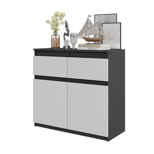 Noah Sideboard 80 cm / 2 Schubladen in Farbe Anthrazit Weiß Matt von kommodly