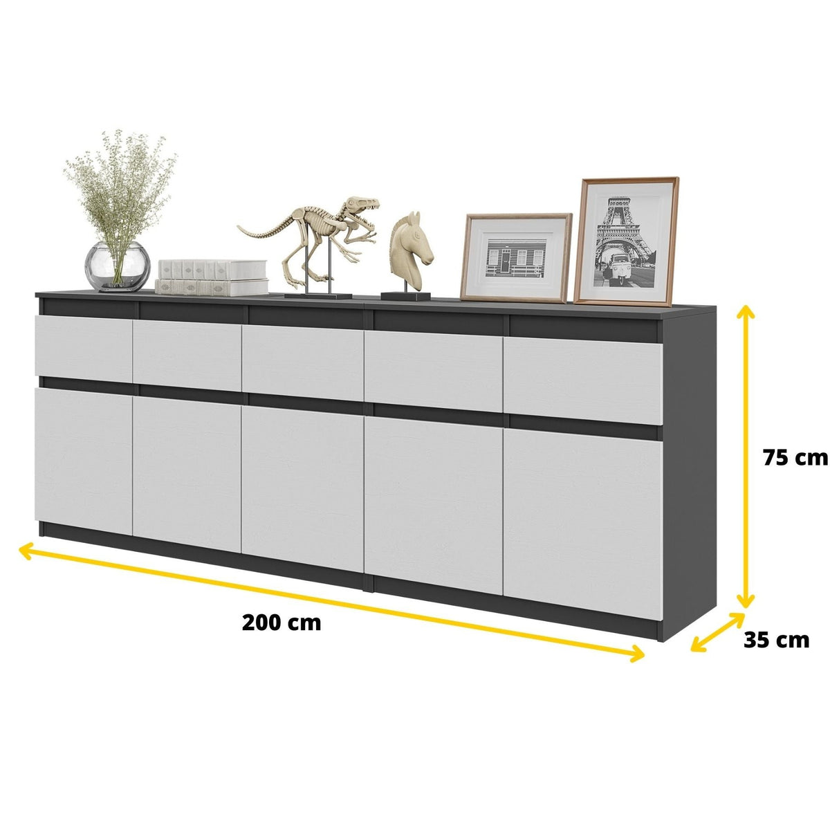 Noah Kommoden-Set 200 cm, 2-teilig in Farbe von kommodly