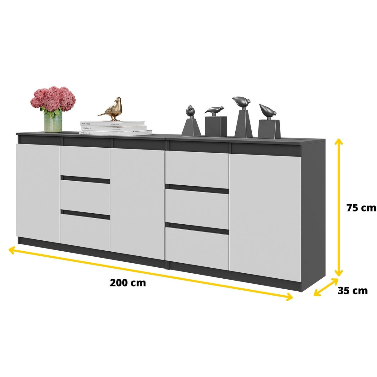 Mikel Kommoden-Set 200 cm, 2-teilig in Farbe von kommodly