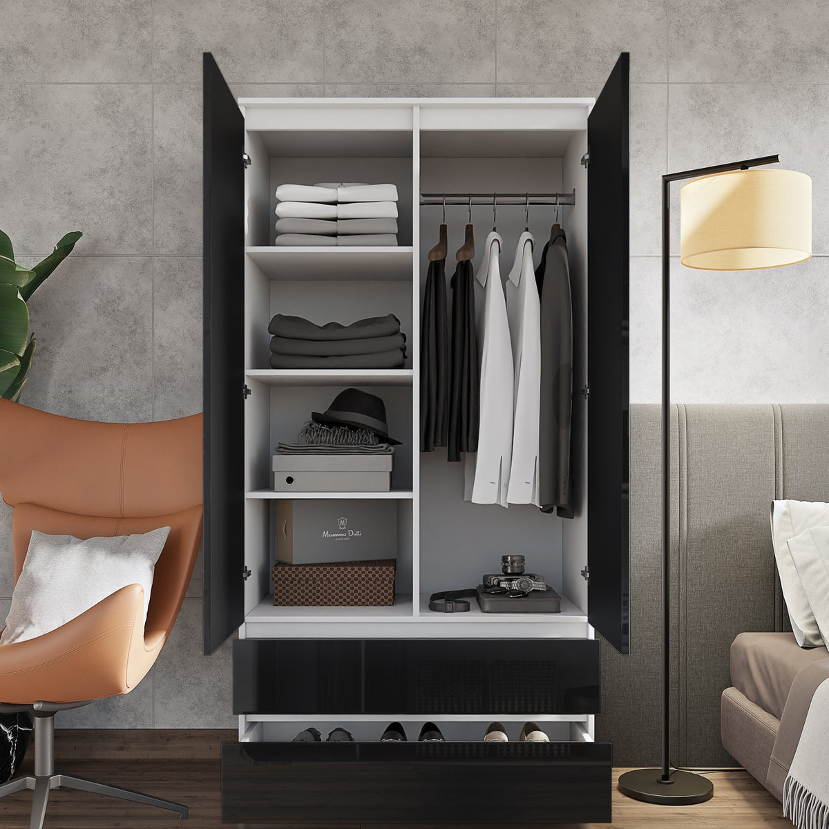 Joelle Kleiderschrank 90 cm / 2 Türen in Farbe von kommodly