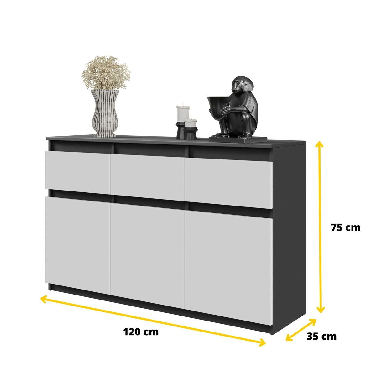 Noah Sideboard 120 cm / 3 Schubladen in Farbe von kommodly