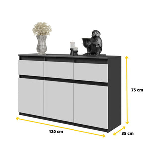Noah Sideboard 120 cm / 3 Schubladen in Farbe von kommodly