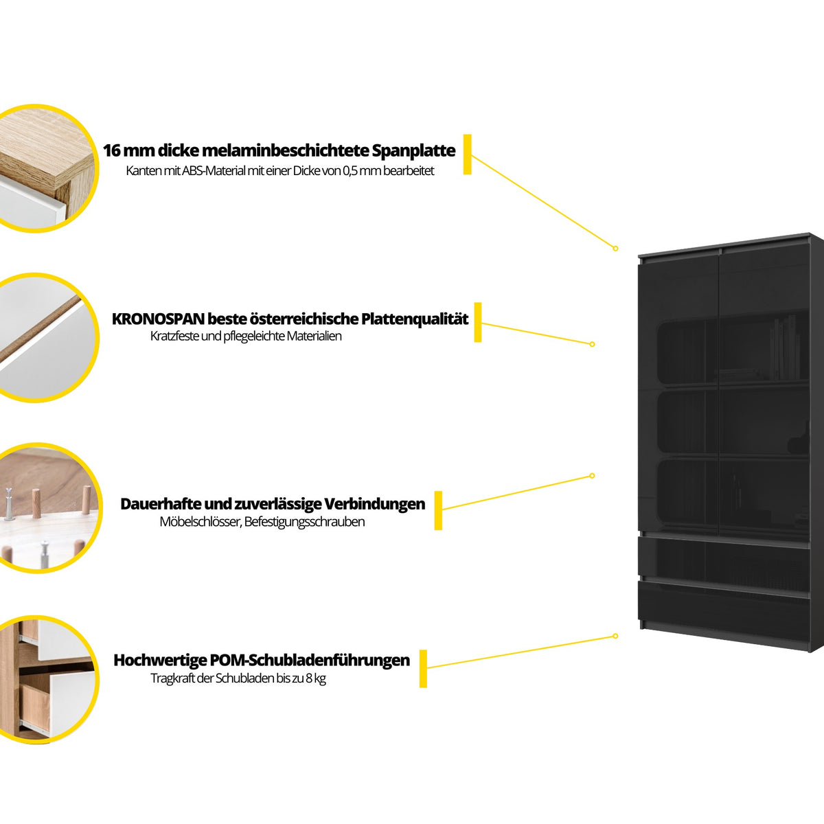 Joelle Kleiderschrank 90 cm / 2 Türen in Farbe von kommodly