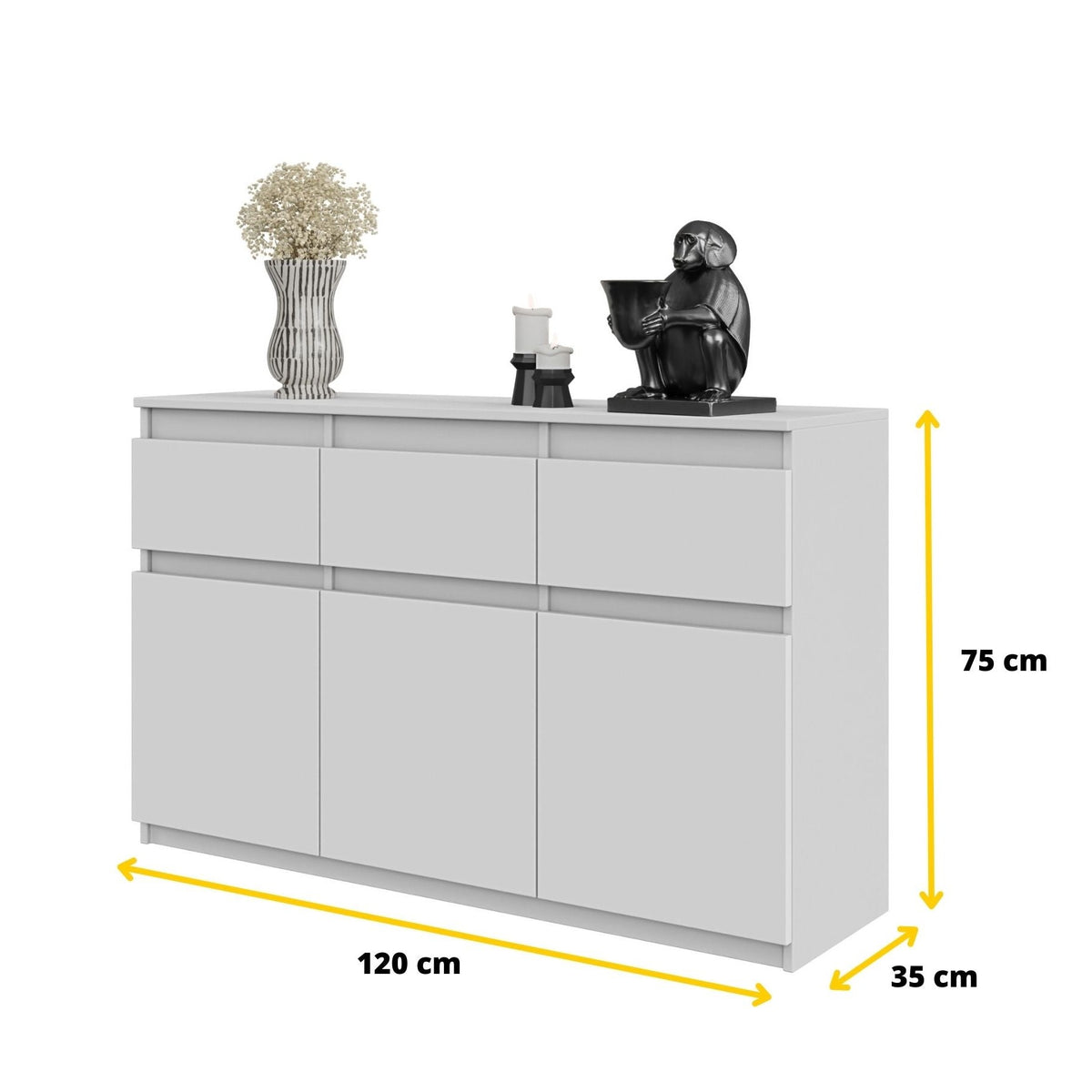 Noah Sideboard 120 cm / 3 Schubladen in Farbe von kommodly