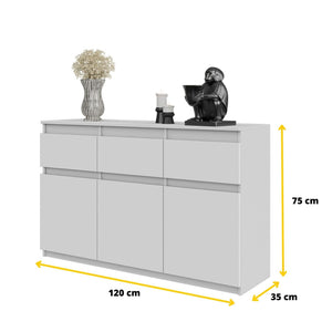 Noah Sideboard 120 cm / 3 Schubladen in Farbe von kommodly