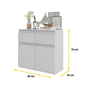 Noah Sideboard 80 cm / 2 Schubladen in Farbe von kommodly