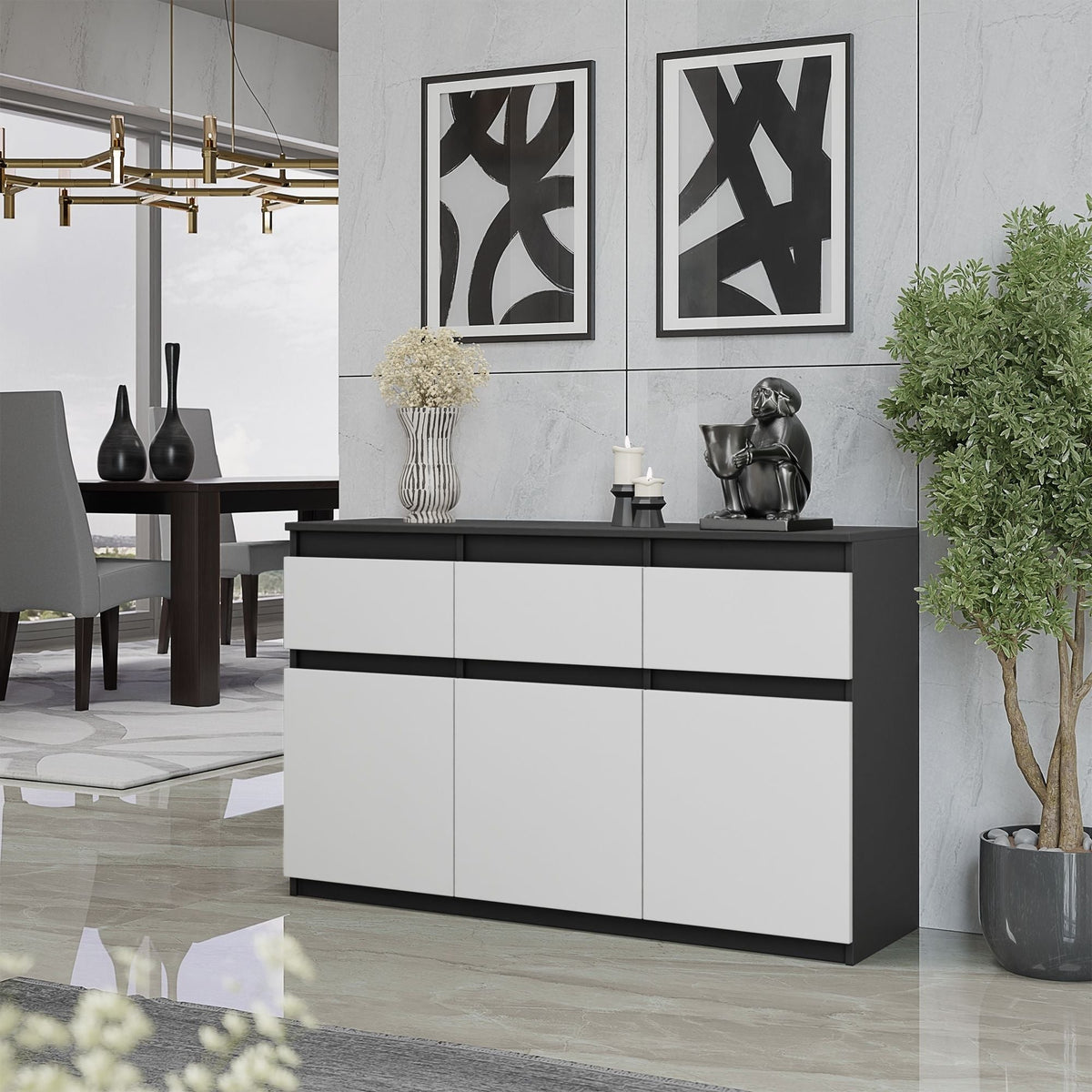 Noah Sideboard 120 cm / 3 Schubladen in Farbe von kommodly