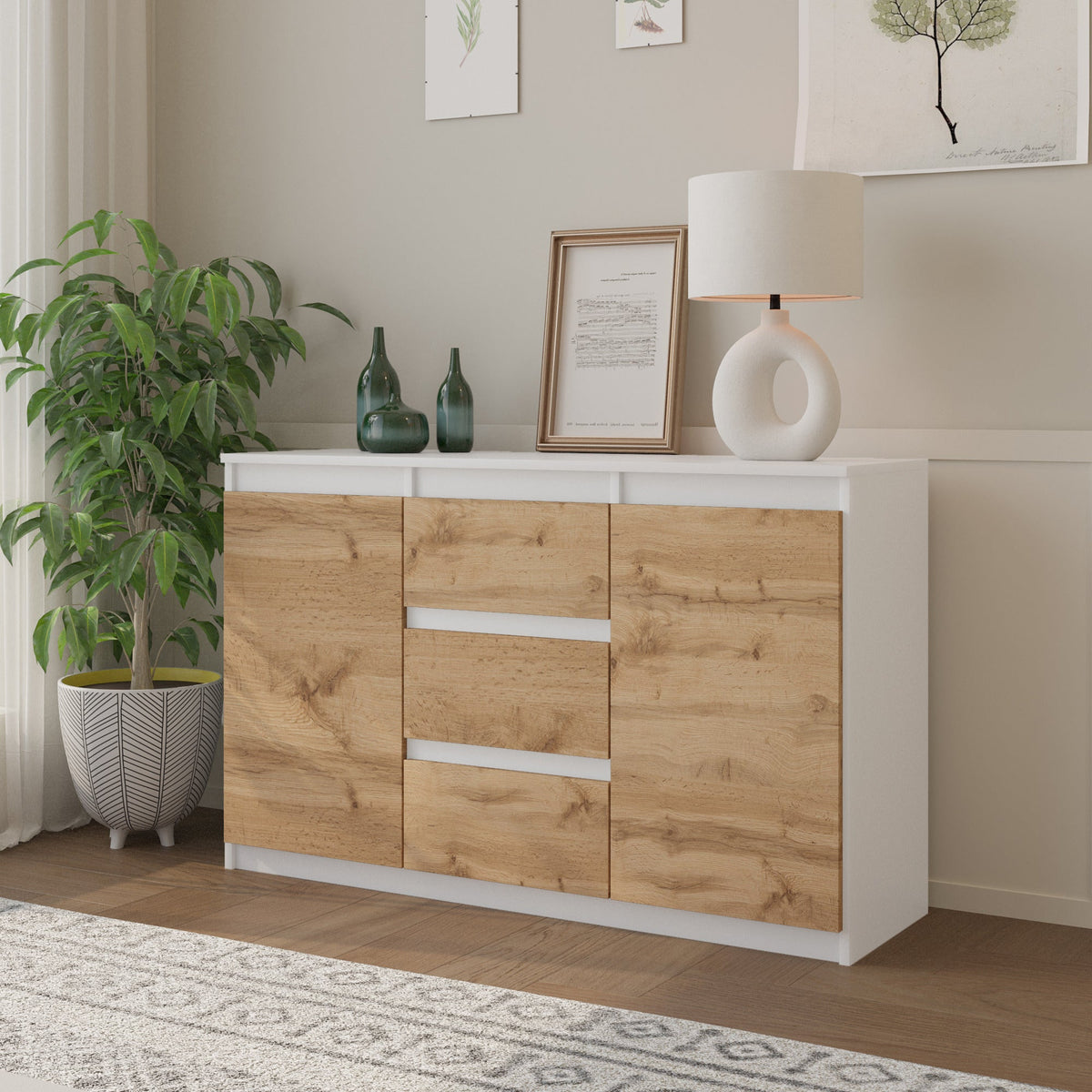 Mikel Sideboard 120 cm / 3 Schubladen in Farbe von kommodly