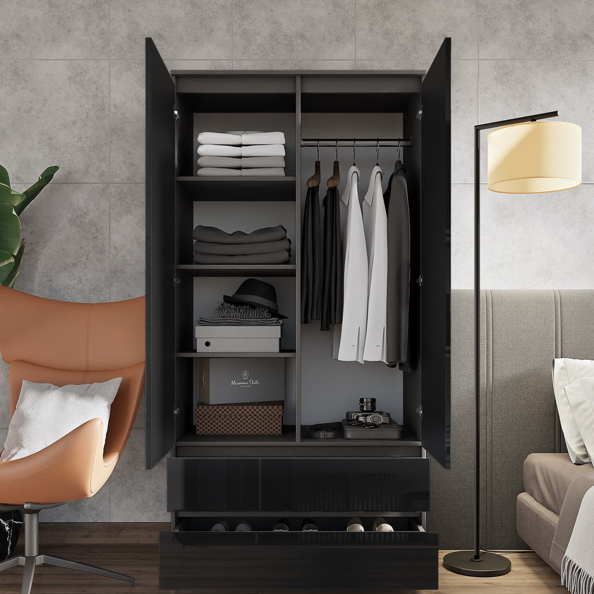 Joelle Kleiderschrank 90 cm / 2 Türen in Farbe von kommodly